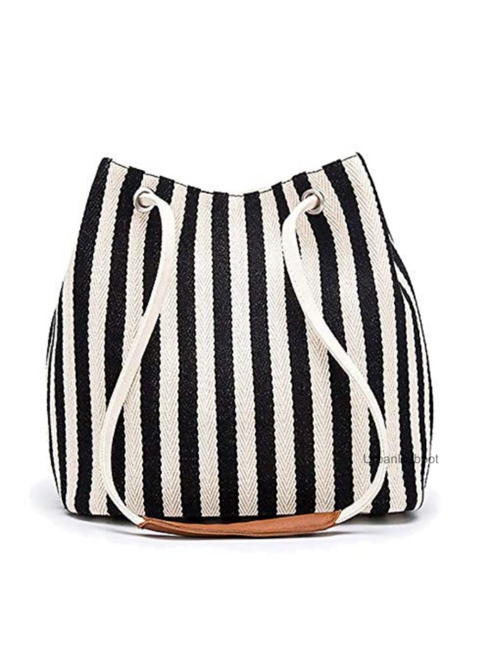 Canvas Striped Hobo Tote Bag Adjustable Strap Crossbody Purse